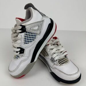 Nike Jordan 4 Retro Fire Red White Blue PS BQ7669-146 Size 11C